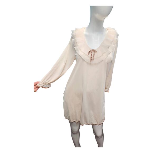 Chic Cream Ruffle Pajama Dress - Picture 1 of 10